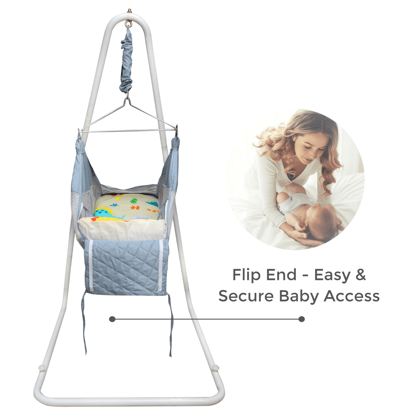 Kidzy King Baby Hammock-Grey with Stand, Spring Set and Mosquito Net | Premium Luxury Baby Cradle for 0-3 Year Baby | Best Gift for New Born