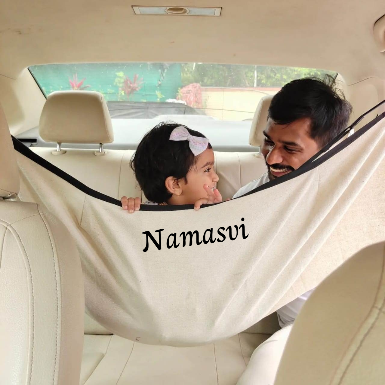 CarNap | With Your Baby's Name | Portable Car Hammock for 0 to 3 year baby | with Adjustable Belt, Hammock Cloth, Hangers and Carry Bag | use at Car, Train, Home