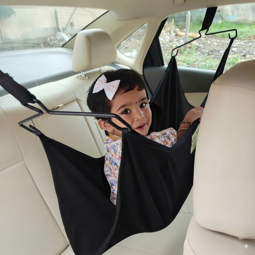 CarNap - Portable Car Hammock for 0 to 3 year baby | with Adjustable Belt, Hammock Cloth, Hangers and Carry Bag | use at Car, Train, Home