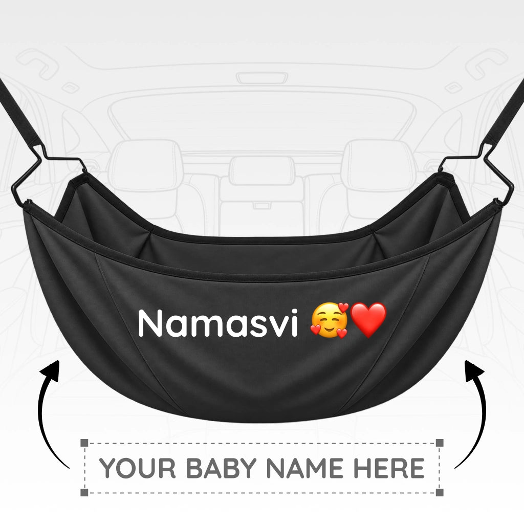 Personalized Baby Name CarNap | Portable Car Hammock Set with Adjustable Belt