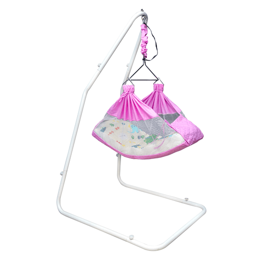 Kidzy King Baby Hammock-Pink with Stand, Spring Set and Mosquito Net | Premium Luxury Baby Cradle for 0-3 Year Baby | Best Gift for New Born