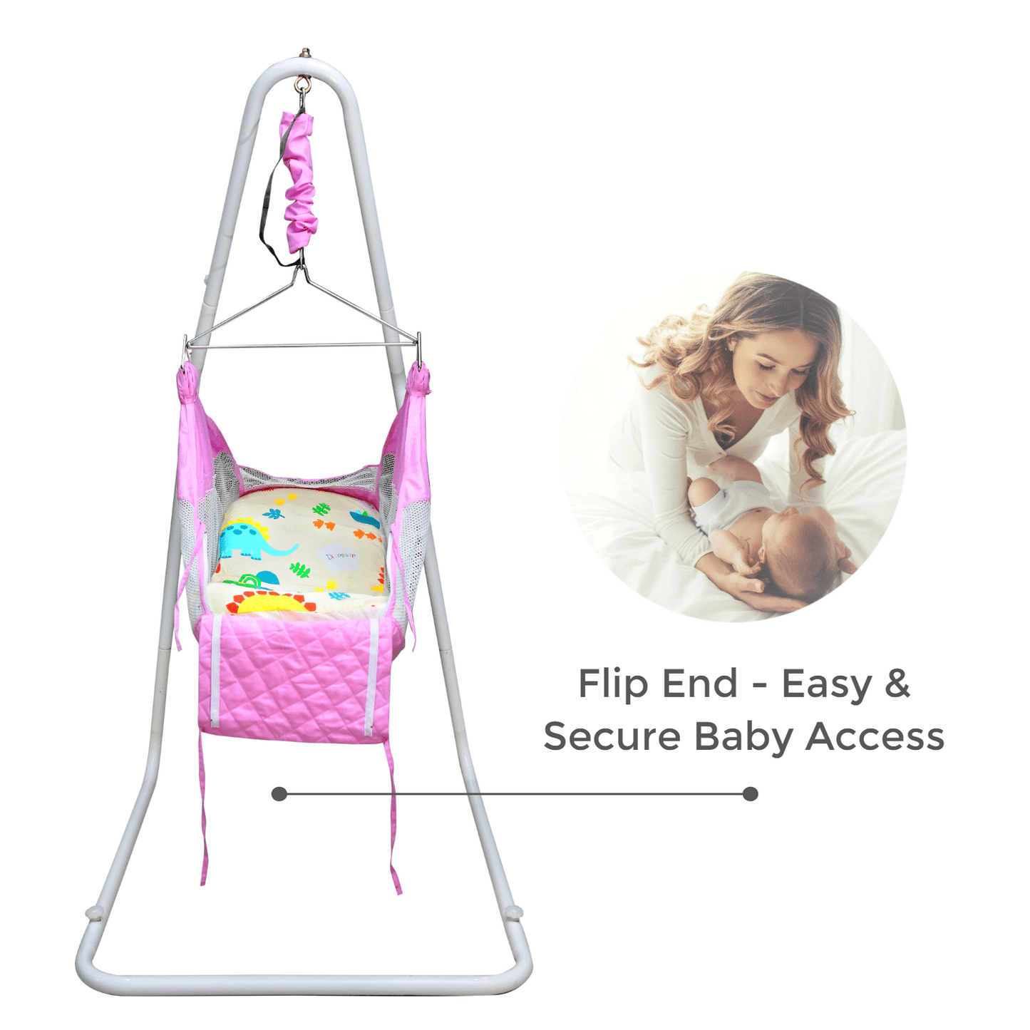 Kidzy King Baby Hammock-Pink with Stand, Spring Set and Mosquito Net | Premium Luxury Baby Cradle for 0-3 Year Baby | Best Gift for New Born