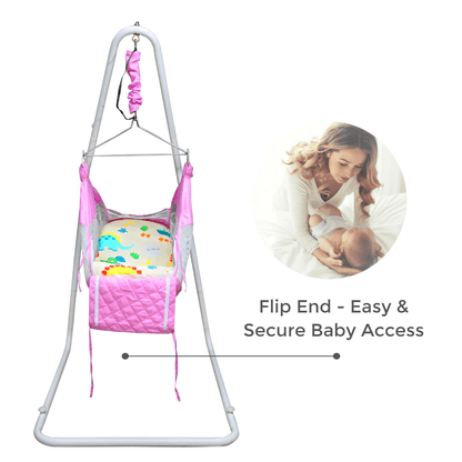 Kidzy King Baby Hammock-Pink with Stand, Spring Set and Mosquito Net | Premium Luxury Baby Cradle for 0-3 Year Baby | Best Gift for New Born