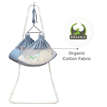 Kidzy King Baby Hammock-Grey with Stand, Spring Set and Mosquito Net | Premium Luxury Baby Cradle for 0-3 Year Baby | Best Gift for New Born