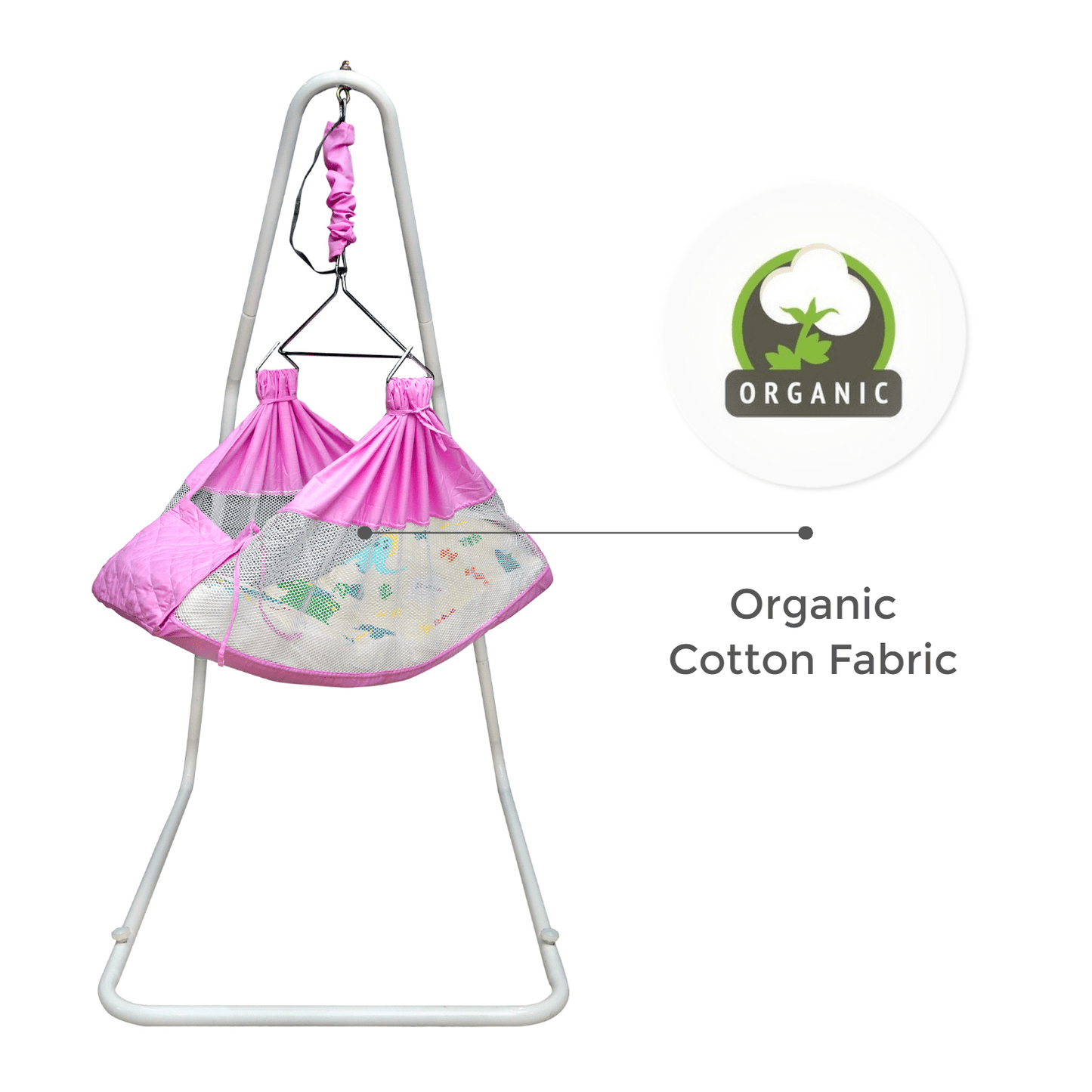 Kidzy King Baby Hammock-Pink with Stand, Spring Set and Mosquito Net | Premium Luxury Baby Cradle for 0-3 Year Baby | Best Gift for New Born