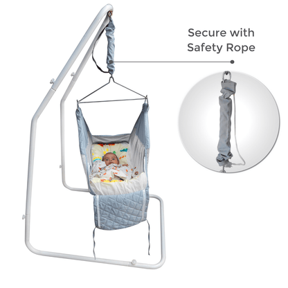 Kidzy King Baby Hammock-Grey with Stand, Spring Set and Mosquito Net | Premium Luxury Baby Cradle for 0-3 Year Baby | Best Gift for New Born
