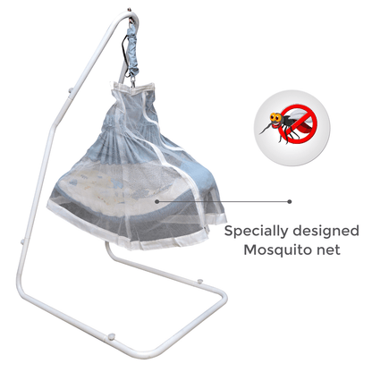 Kidzy King Baby Hammock-Grey with Stand, Spring Set and Mosquito Net | Premium Luxury Baby Cradle for 0-3 Year Baby | Best Gift for New Born