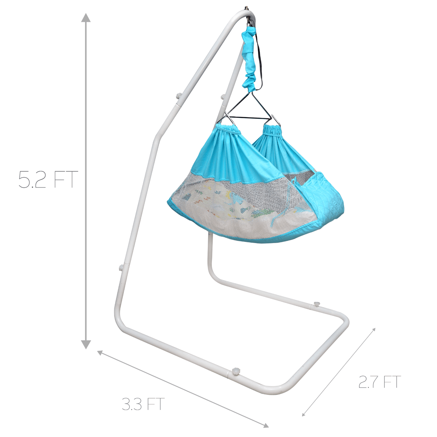 Kidzy King Baby Hammock-Sky Blue with Stand, Spring Set and Mosquito Net | Premium Luxury Baby Cradle for 0-3 Year Baby | Best Gift for New Born