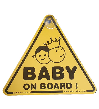 Baby On Board Sign with two suction cup | Back side Window Hanging Safety Sign for Rush Drivers