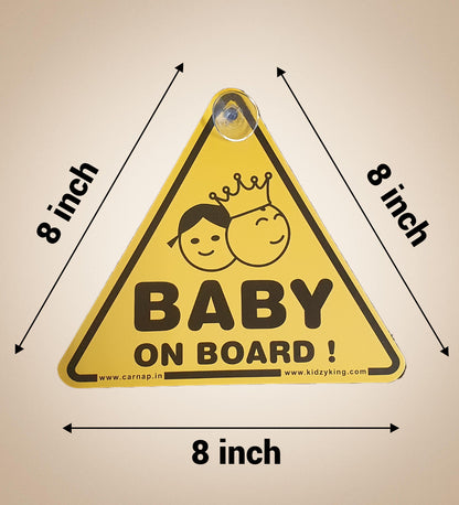 Baby On Board Sign with two suction cup | Back side Window Hanging Safety Sign for Rush Drivers