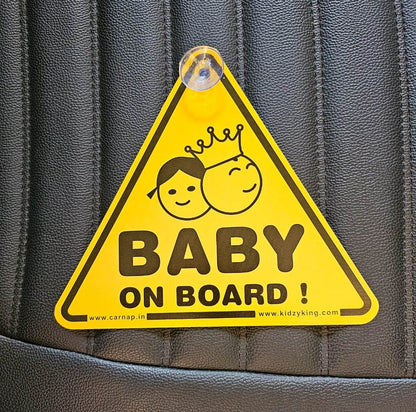 Baby On Board Sign with two suction cup | Back side Window Hanging Safety Sign for Rush Drivers