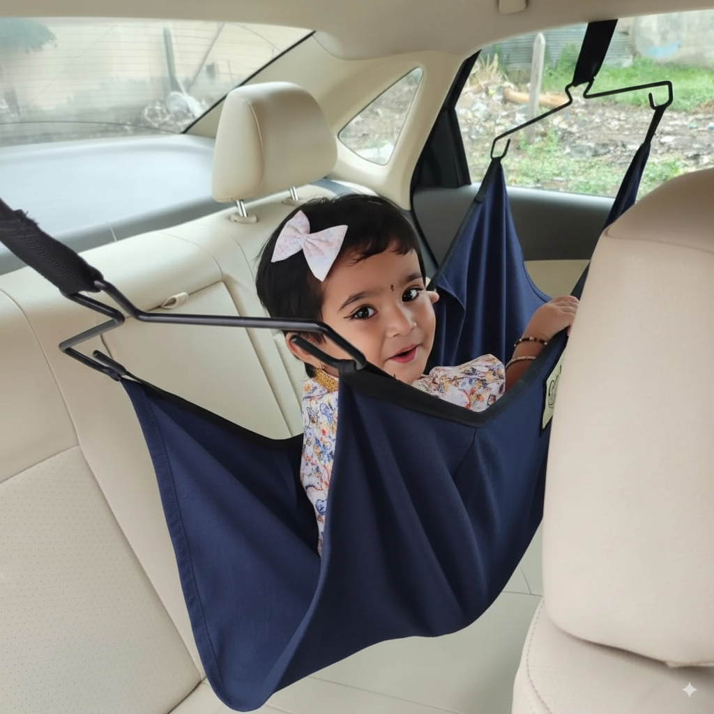 CarNap - Portable Car Hammock for 0 to 3 year baby | with Adjustable Belt, Hammock Cloth, Hangers and Carry Bag | use at Car, Train, Home