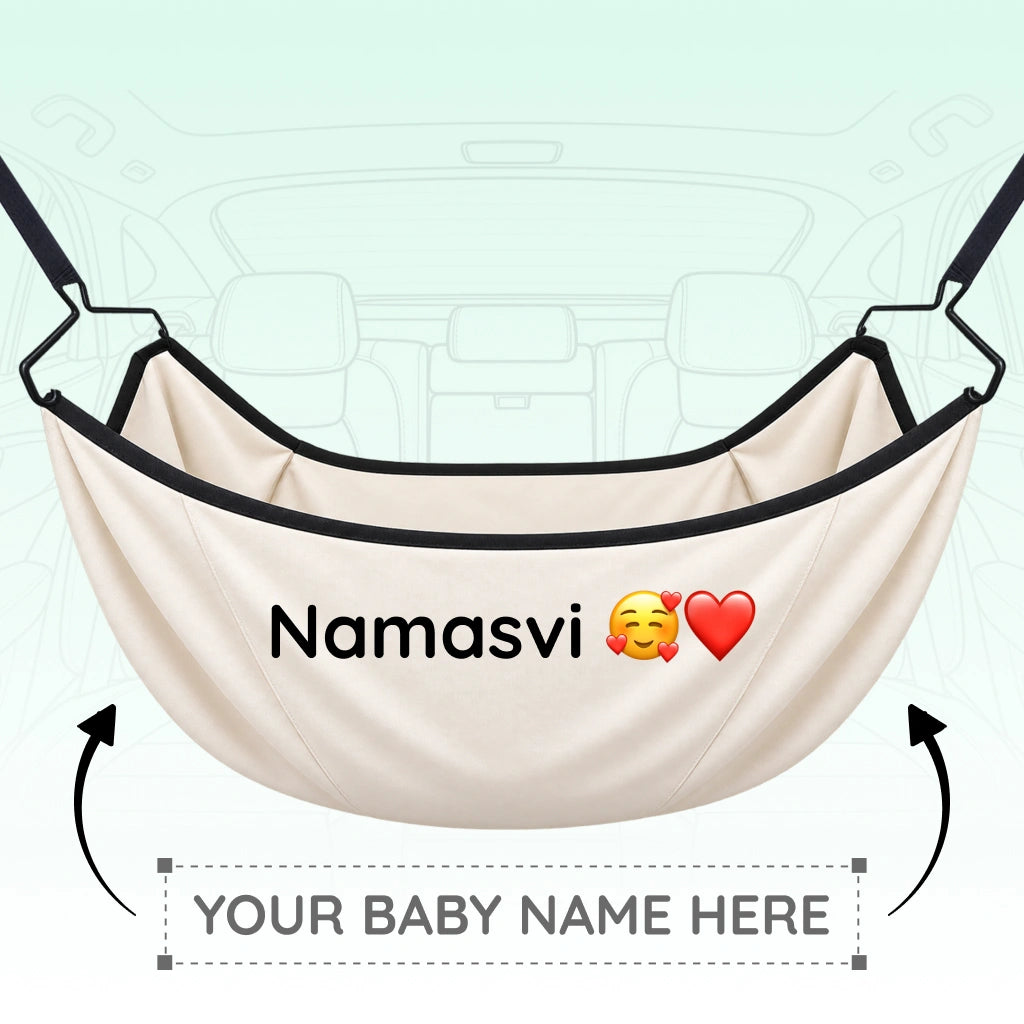 Personalized Baby Name CarNap | Portable Car Hammock Set with Adjustable Belt