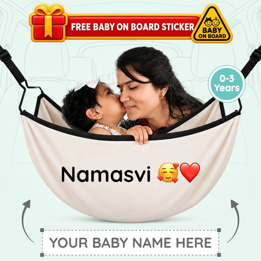 Personalized Baby Name CarNap | Portable Car Hammock Set with Adjustable Belt