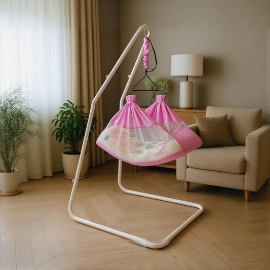 Kidzy King Baby Hammock-Pink with Stand, Spring Set and Mosquito Net | Premium Luxury Baby Cradle for 0-3 Year Baby | Best Gift for New Born