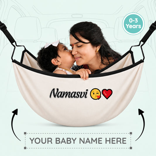 Personalized Baby Name CarNap | Portable Car Hammock Set with Adjustable Belt